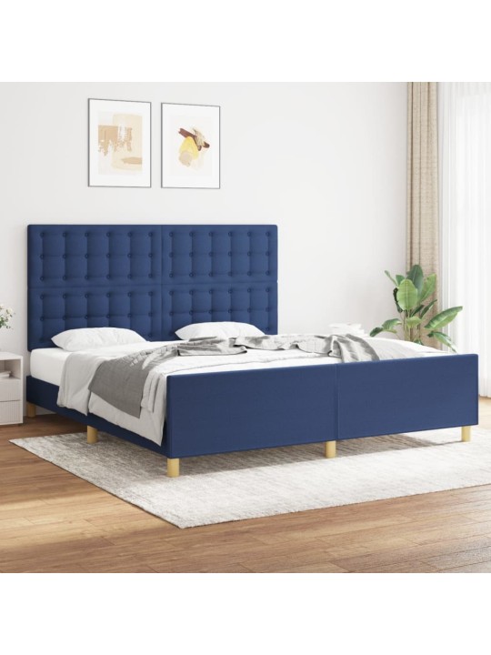 Rám postele s čelem modrý 180x200 cm textil