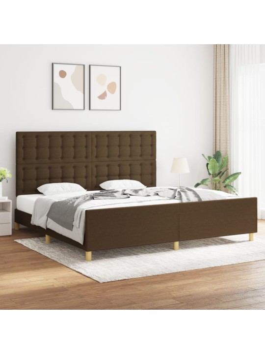 Rám postele bez matrace tmavě hnědý 200 x 200 cm textil