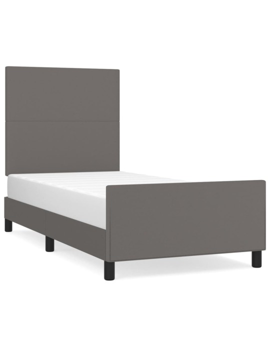 Rám postele s čelem šedý 80 x 200 cm umělá kůže