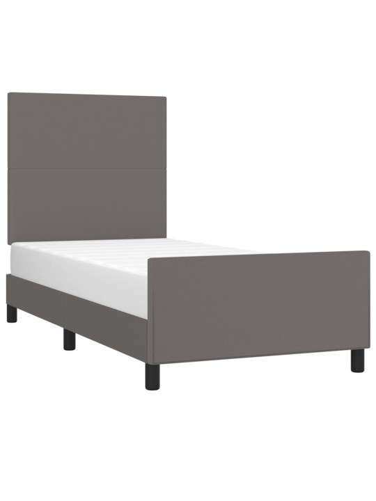 Rám postele s čelem šedý 80 x 200 cm umělá kůže