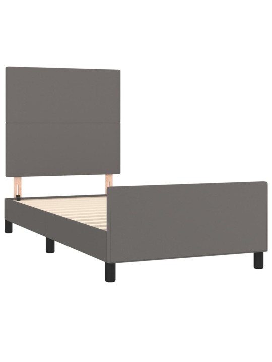 Rám postele s čelem šedý 90x190 cm umělá kůže