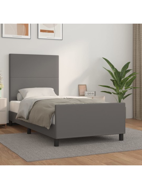 Rám postele s čelem šedý 90x190 cm umělá kůže