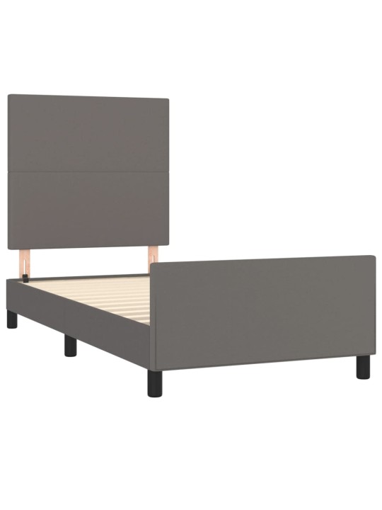 Rám postele s čelem šedý 100x200 cm umělá kůže