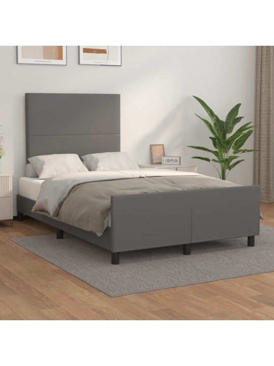 Rám postele s čelem šedý 120x200 cm umělá kůže