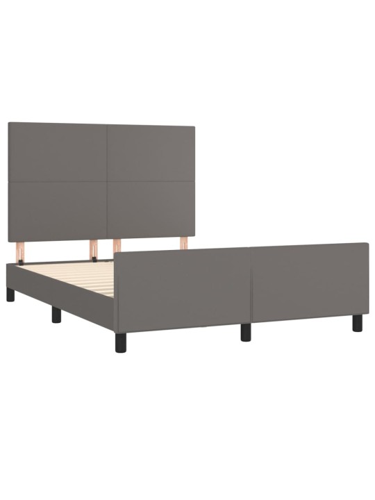 Rám postele s čelem šedý 140x190 cm umělá kůže