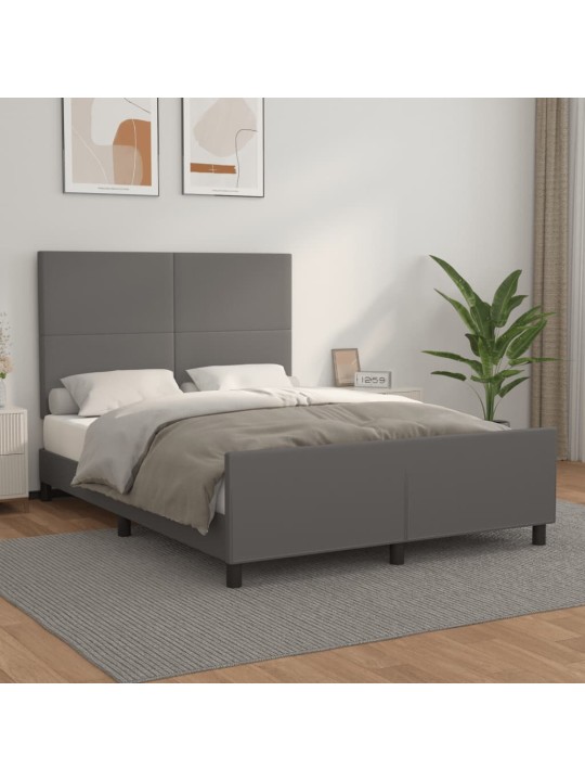 Rám postele s čelem šedý 140x200 cm umělá kůže