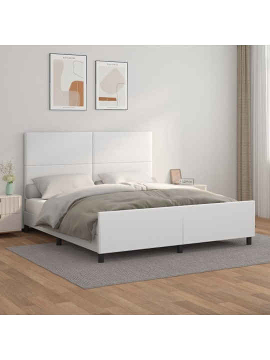 Rám postele s čelem bílý 160x200 cm umělá kůže