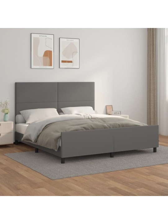 Rám postele s čelem šedý 180x200 cm umělá kůže