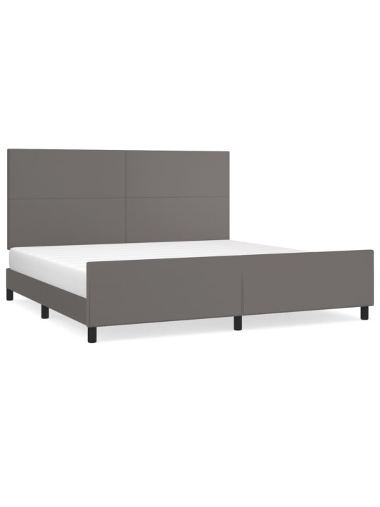 Rám postele s čelem šedý 200x200 cm umělá kůže