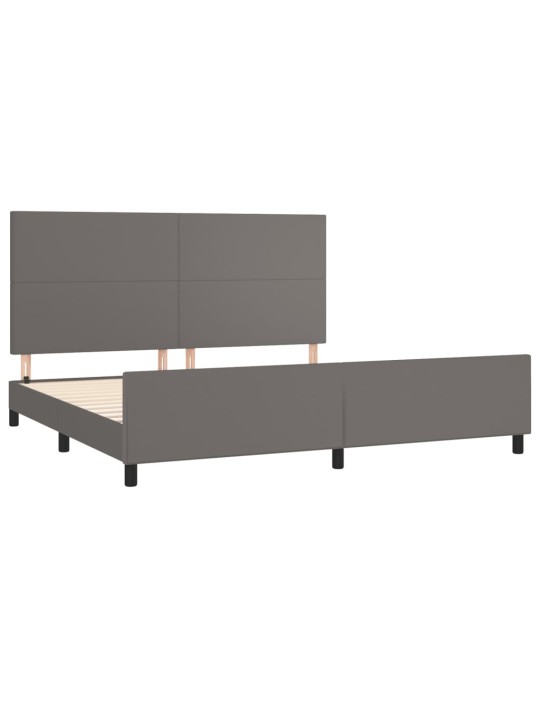 Rám postele s čelem šedý 200x200 cm umělá kůže