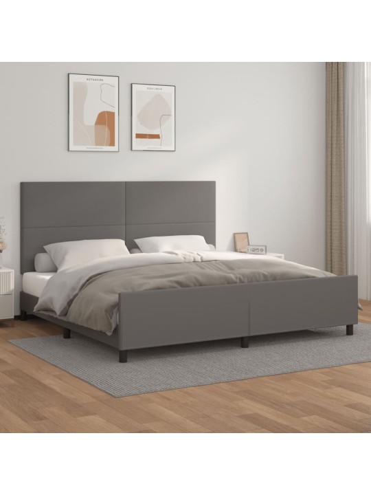 Rám postele s čelem šedý 200x200 cm umělá kůže