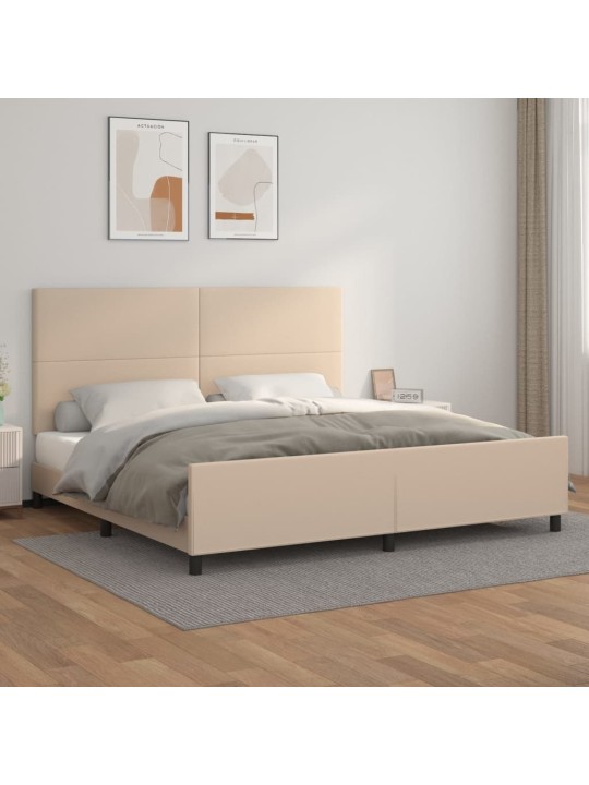 Rám postele s čelem cappuccino 200x200 cm umělá kůže