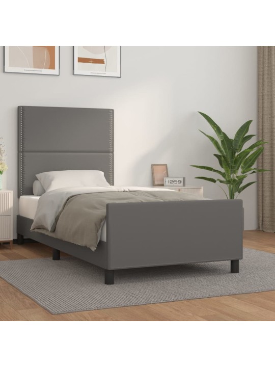 Rám postele s čelem šedý 90x190 cm umělá kůže