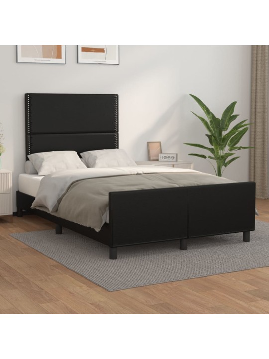 Rám postele s čelem černý 120 x 200 cm umělá kůže