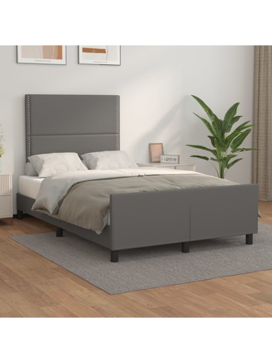 Rám postele s čelem šedý 120x200 cm umělá kůže