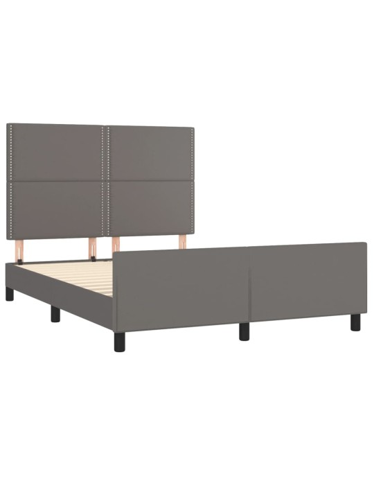 Rám postele s čelem šedý 140x190 cm umělá kůže