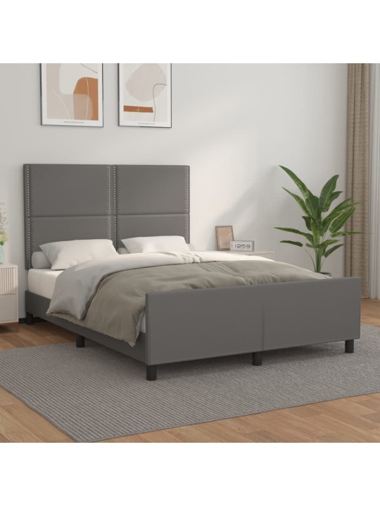 Rám postele s čelem šedý 140x190 cm umělá kůže