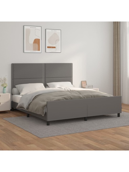 Rám postele s čelem šedý 180x200 cm umělá kůže