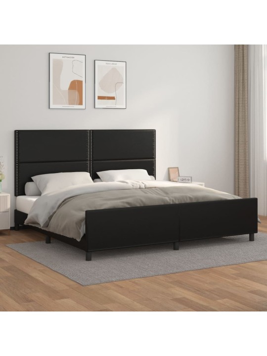 Rám postele s čelem černý 200x200 cm umělá kůže