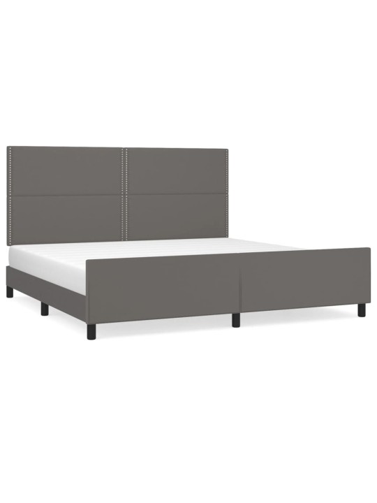Rám postele s čelem šedý 200x200 cm umělá kůže