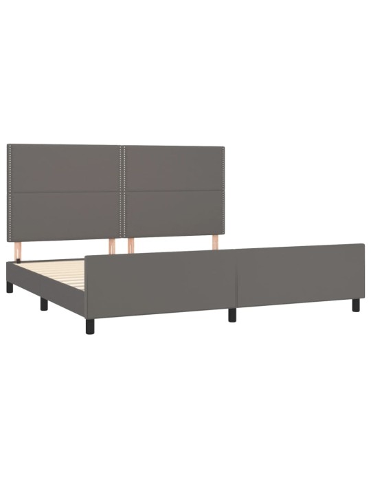 Rám postele s čelem šedý 200x200 cm umělá kůže