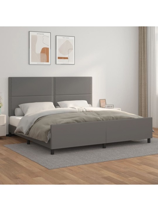 Rám postele s čelem šedý 200x200 cm umělá kůže