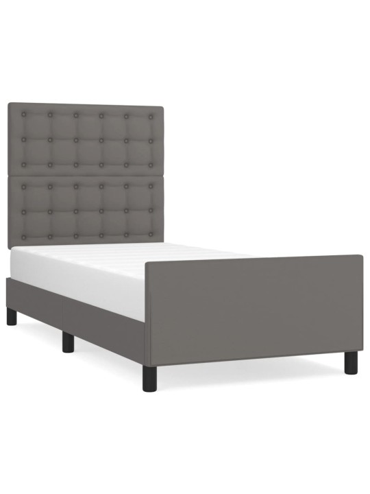 Rám postele s čelem šedý 80 x 200 cm umělá kůže