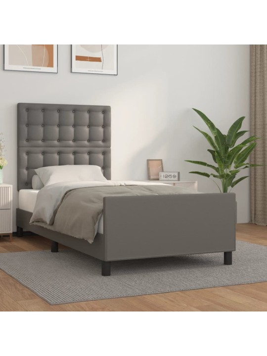 Rám postele s čelem šedý 80 x 200 cm umělá kůže