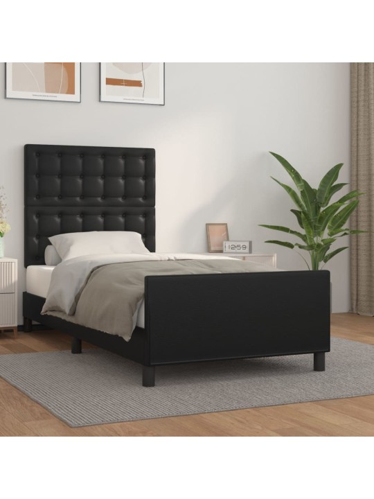 Rám postele s čelem černý 90x190 cm umělá kůže