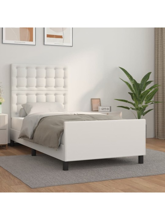 Rám postele s čelem bílý 90x190 cm umělá kůže