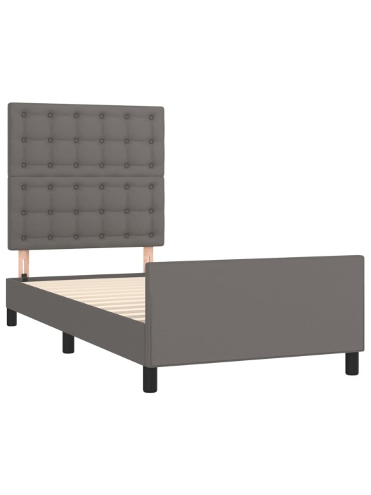 Rám postele s čelem šedý 90x190 cm umělá kůže