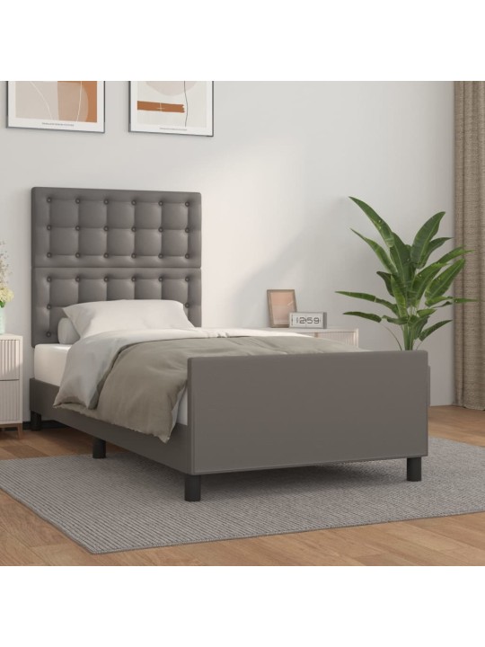 Rám postele s čelem šedý 90x190 cm umělá kůže