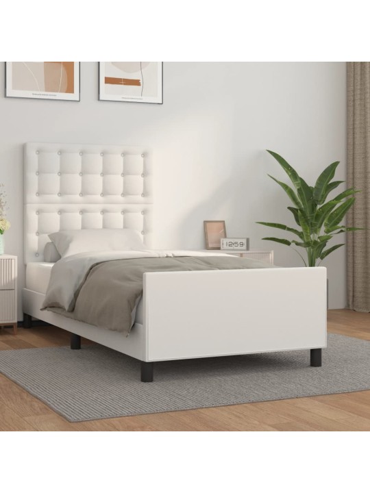 Rám postele s čelem bílý 90x200 cm umělá kůže