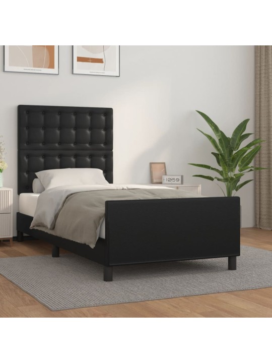 Rám postele s čelem černý 100x200 cm umělá kůže