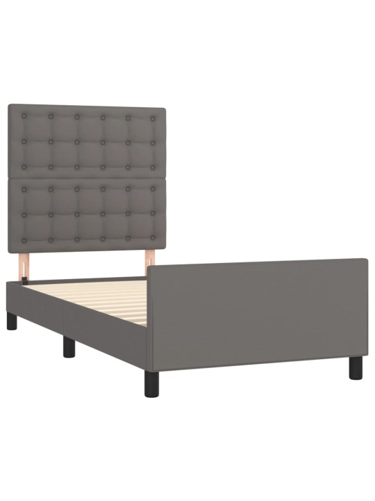 Rám postele s čelem šedý 100x200 cm umělá kůže