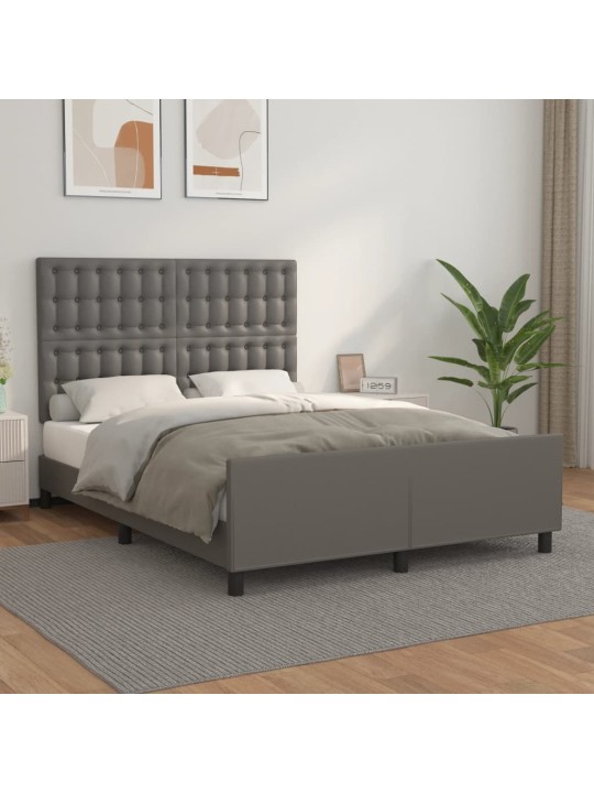 Rám postele s čelem šedý 140x190 cm umělá kůže