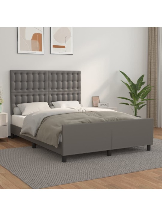 Rám postele s čelem šedý 140x200 cm umělá kůže