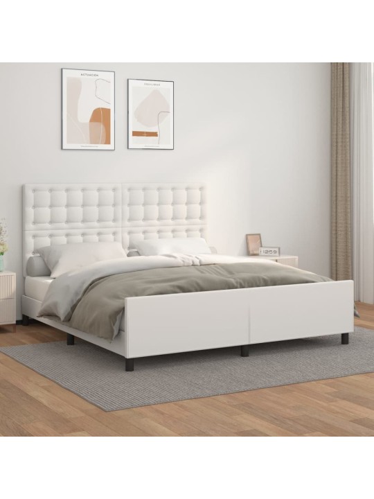 Rám postele s čelem bílý 160x200 cm umělá kůže