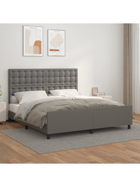 Rám postele s čelem šedý 160x200 cm umělá kůže