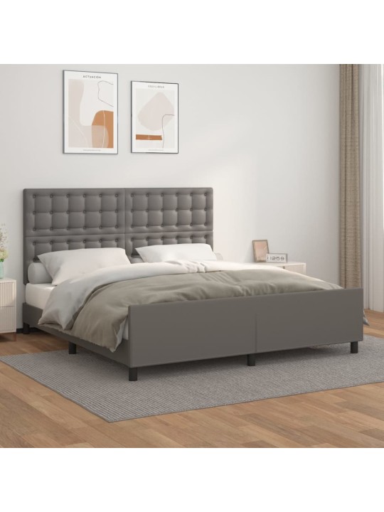 Rám postele s čelem šedý 180x200 cm umělá kůže