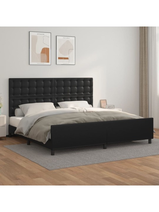 Rám postele s čelem černý 200x200 cm umělá kůže