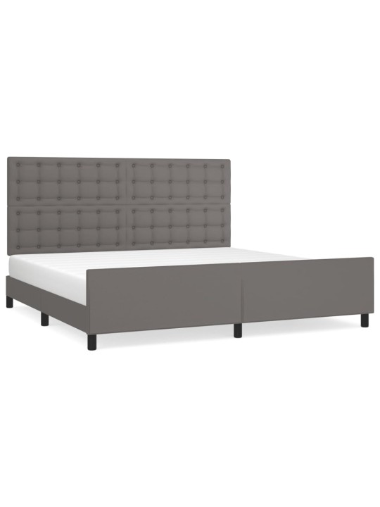Rám postele s čelem šedý 200x200 cm umělá kůže
