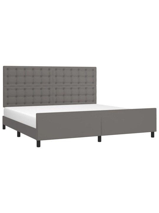 Rám postele s čelem šedý 200x200 cm umělá kůže
