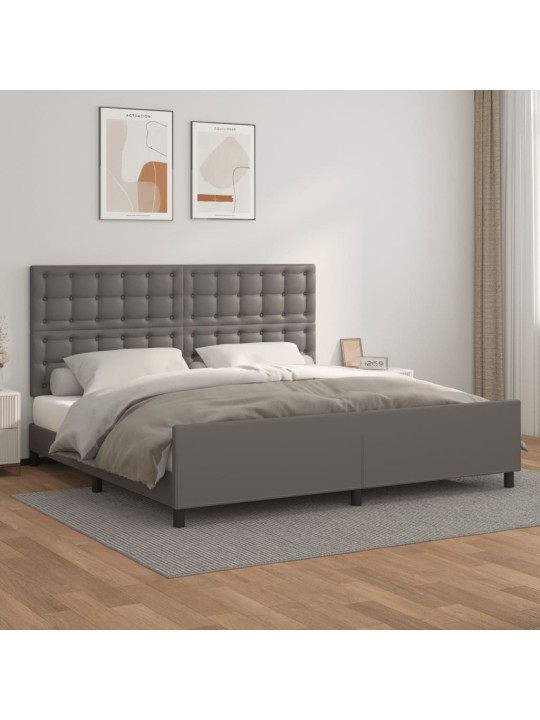 Rám postele s čelem šedý 200x200 cm umělá kůže