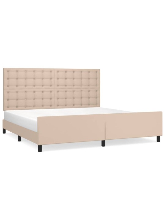 Rám postele s čelem cappuccino 200x200 cm umělá kůže