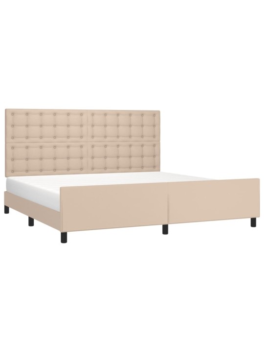 Rám postele s čelem cappuccino 200x200 cm umělá kůže