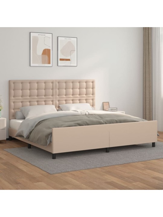 Rám postele s čelem cappuccino 200x200 cm umělá kůže