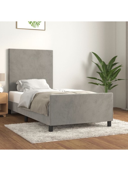 Rám postele bez matrace světle šedá 80 x 200 cm samet