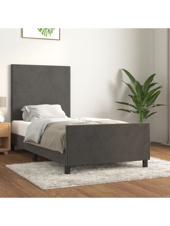 Rám postele bez matrace tmavě šedá 80 x 200 cm samet
