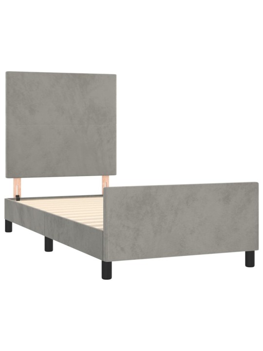 Rám postele bez matrace světle šedý 90 x 200 cm samet